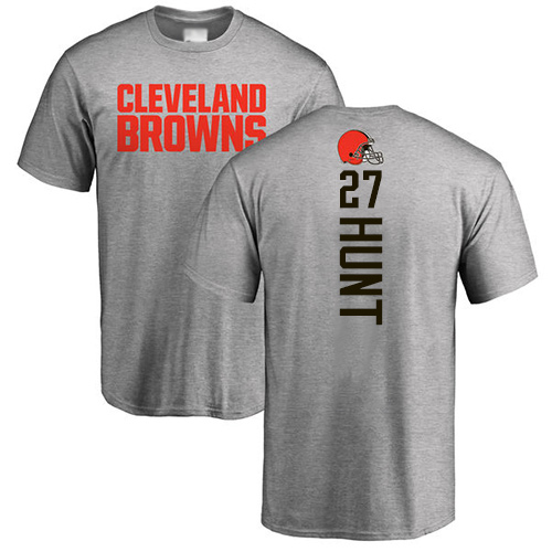 Men Cleveland Browns Kareem Hunt Ash Jersey #27 NFL Football Backer T Shirt->cleveland browns->NFL Jersey